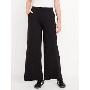 Minimalist High Rise Wide Leg Black Trousers Model Off‎ Duty Women's Large